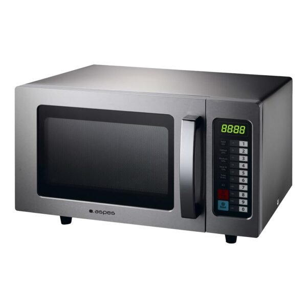 Aspes Microondas Básico 25 Litros Libre Instalación, Inox AMWH2510001MD. 1000W, 4 Programas, Control Electrónico, Modo Descongelación, Cavidad Acero Inoxidable, Fácil Limpieza, Temporizador 60min