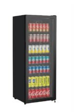 METRO Professional Frigorífico para Bebidas GSC4240B, Nevera Vertical con Puerta de Cristal, 54 x 54.5 x 139.5 cm, Iluminación Led, 6 Estantes Ajustables, con Cerradura, 4-18 °C (237 L, Negro)