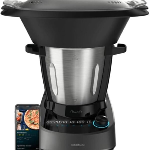 Cecotec Robot de Cocina Multifunción Mambo 11090. 1600 W, 37 Funciones, APP, Báscula y Jarra de 3,3 Litros de Acero inoxidable apta para Lavavajillas, Recetario y Accesorios