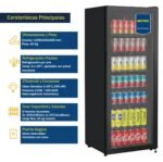 METRO Professional Frigorífico para Bebidas GSC4240B, Nevera Vertical con Puerta de Cristal, 54 x 54.5 x 139.5 cm, Iluminación Led, 6 Estantes Ajustables, con Cerradura, 4-18 °C (237 L, Negro) - Image 2