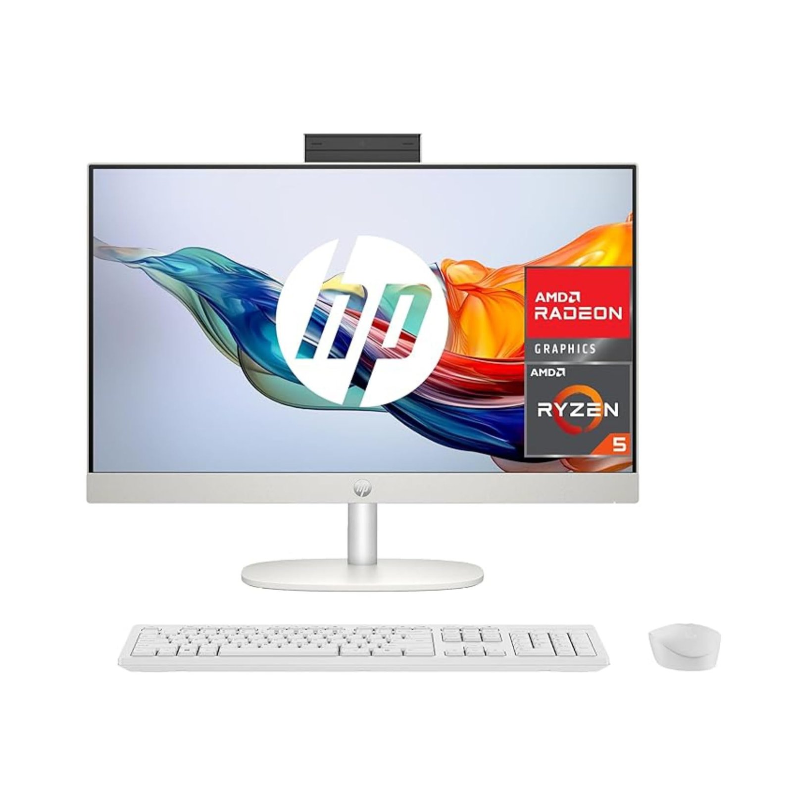 619O0XtpnyL HP All-in-One 27-cr0008ss - Ordenador de sobremesa 27" Full HD con cámara, Teclado y ratón inalámbricos (AMD Ryzen 5 7520U, 16GB RAM, 512GB SSD, AMD Radeon Graphics, sin SO) Blanco - Image 1