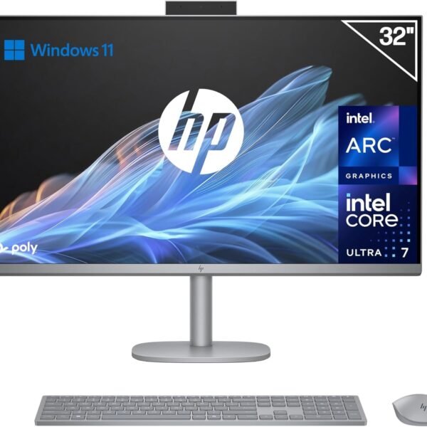 HP OmniStudio X All-in-One 32" 4K UHD (Procesador Intel Core Ultra 7 258V con IA, 32GB RAM, 1TB SSD, Gráficos Intel ARC, Windows 11 Home) Teclado QWERTY Español - Silver