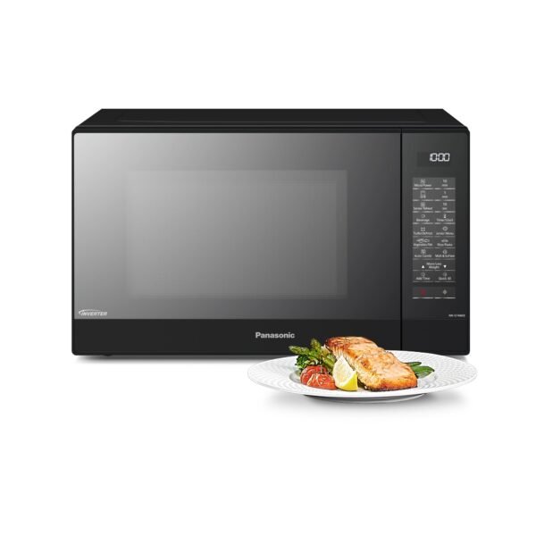 Panasonic NN-GT46KBSUG Horno Microondas y Grill con Plato Giratorio, 31 L, Acero Inoxidable, 1000 W, Grill 1100 W, 24 Programas Auto, Parrilla, Pantalla LCD, Sensor Genius, Menú Junior, Negro