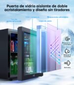 WIE Nevera para Bebidas 36L, Mini Frigorífico Expositor 55 Latas con Puerta de Cristal, Compresor 4-16°C, No Frost, 43dB Silencioso, LED, Frigorífico Pequeño para Hogar, Oficina y Bar - Image 5