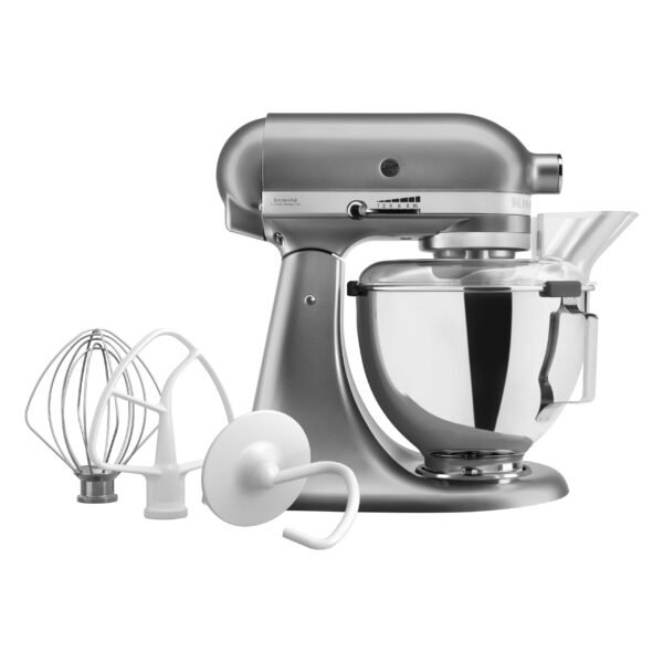 KitchenAid Classic Batidora Amasadora 4.3L, 10 Velocidades con Arranque Suave, Pala, Gancho y Varilla, Acción Planetaria, 59 Puntos de Contacto, Contour Silver