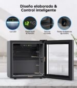WIE Nevera para Bebidas 36L, Mini Frigorífico Expositor 55 Latas con Puerta de Cristal, Compresor 4-16°C, No Frost, 43dB Silencioso, LED, Frigorífico Pequeño para Hogar, Oficina y Bar - Image 2