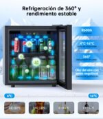 WIE Nevera para Bebidas 36L, Mini Frigorífico Expositor 55 Latas con Puerta de Cristal, Compresor 4-16°C, No Frost, 43dB Silencioso, LED, Frigorífico Pequeño para Hogar, Oficina y Bar - Image 4