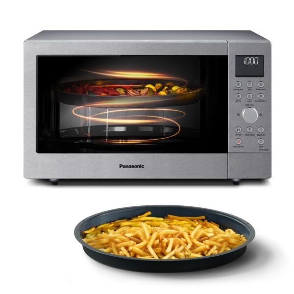Panasonic NN-CD58RSEPG Horno Microondas Combinado 4en1 de 27 L con Freidora De Aire, Inverter 1000W, Grill 1300W, Convección, Airfryer, 19 Programas Automáticos, selector giratorio, Acero inoxidable