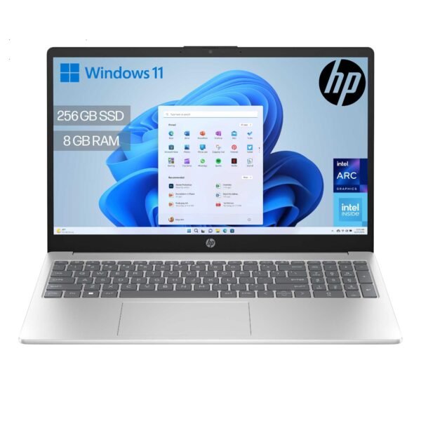 HP 15-fd0374ns - Ordenador portátil de 15.6" FHD (Intel N100, 8GB RAM, 256GB SSD, Intel UHD, Windows 11) Plata - Teclado QWERTY Español