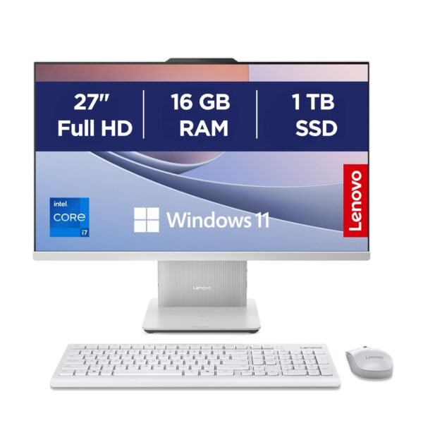 Lenovo IdeaCentre AIO i Gen 9 - Ordenador de Sobremesa 27" FHD (Intel Core i7-13620H, 16 GB RAM, 1 TB SSD, Intel UHD Graphics, Wi-Fi 6, Win11 Home) Incluye Teclado QWERTY Español y Ratón - Gris Nube