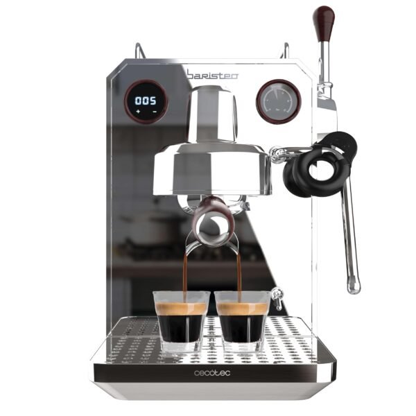 Cecotec Cafetera Express Barista Baristeo Intima, Cafetera Espresso Barista Profesional, Sistema de Pre-Infusión, Bomba de 15 Bares, Fácil Llenado, Depósito de 1,7L y Bandeja Calienta Tazas