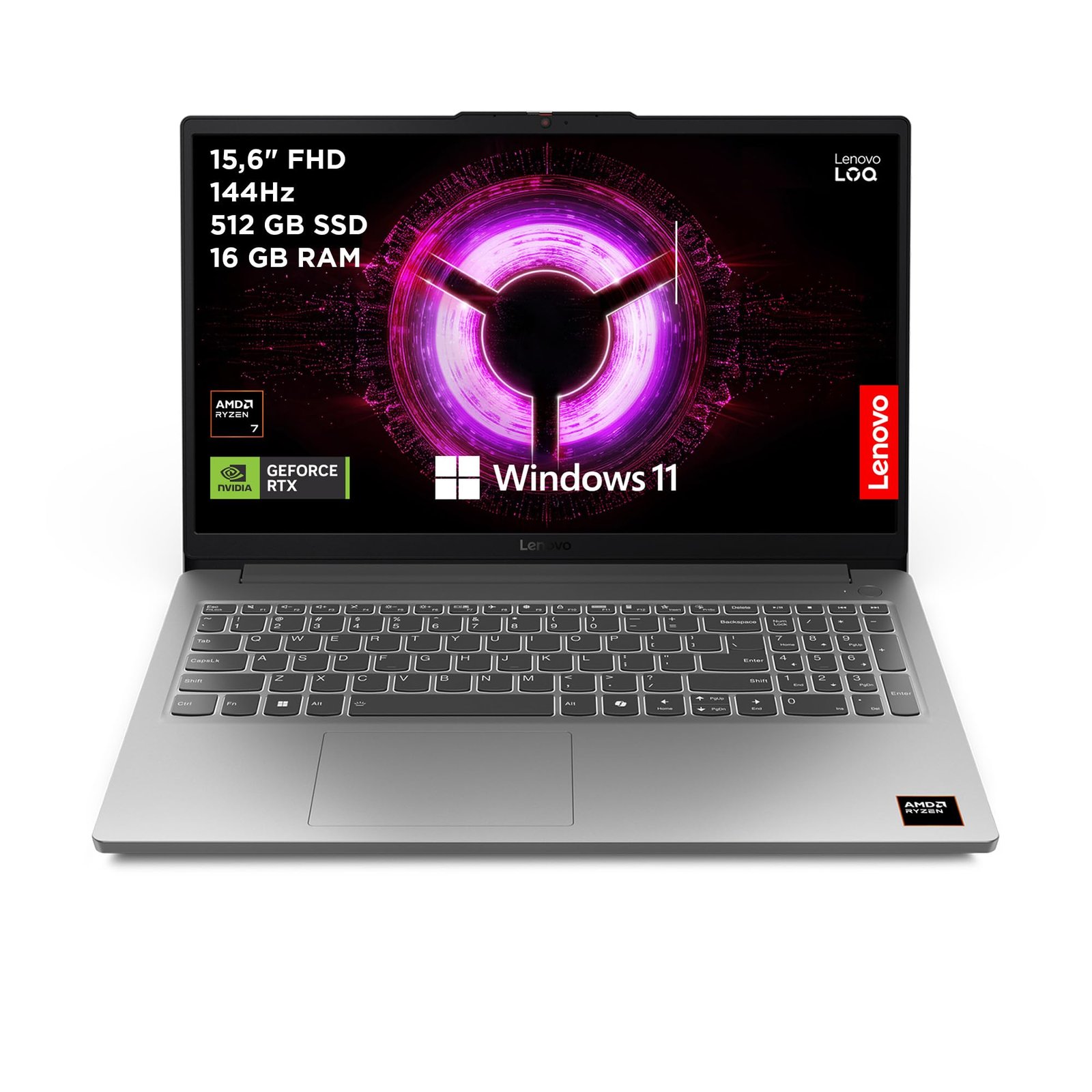 71UwfDRdK1L Lenovo LOQ Essential Gen 10 - Ordenador Portátil Gaming IA 15.6" FHD (AMD Ryzen 7 7735HS, NVIDIA GeForce RTX 4050, 16GB RAM, 512GB SSD, 144Hz, Wi-Fi 6, Sin Sistema Operativo) QWERTY Español - Gris - Image 1