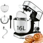 Royal Swiss SC-616DE Amasadora 16 L 2800 W, Robot de Cocina Profesional con Mezcla Planetaria, 12 Velocidades, Pantalla LED, Temporizador, Bol Inox, Gancho, Varillas, Batidor