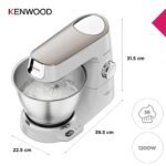 Kenwood Titanium Chef Baker KVC65.001WH - Robot de cocina con báscula integrada (1200 W, incluye 3 utensilios de pastelería, espátula y protector contra salpicaduras), color blanco - Image 6