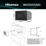 Hisense BIM320G52MG - Microondas integrable, 20L, Fondo 35cm, Autolimpieza Hidrolítica, Programas Automáticos, Cocción Multietapa, Descongelado por Tiempo y Peso, Cristal Negro Mate - Image 2