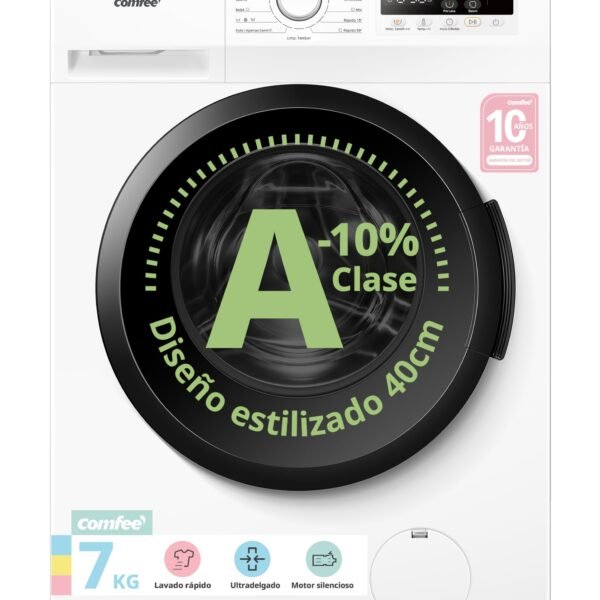 COMFEE' Lavadora 7kg Ultradelgado 40cm Clase A-10% 1200RPM CFP01EW70W