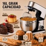 Royal Swiss SC-616DE Amasadora 16 L 2800 W, Robot de Cocina Profesional con Mezcla Planetaria, 12 Velocidades, Pantalla LED, Temporizador, Bol Inox, Gancho, Varillas, Batidor - Image 4