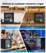 WIE Nevera para Bebidas 36L, Mini Frigorífico Expositor 55 Latas con Puerta de Cristal, Compresor 4-16°C, No Frost, 43dB Silencioso, LED, Frigorífico Pequeño para Hogar, Oficina y Bar - Image 8