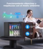 WIE Nevera para Bebidas 36L, Mini Frigorífico Expositor 55 Latas con Puerta de Cristal, Compresor 4-16°C, No Frost, 43dB Silencioso, LED, Frigorífico Pequeño para Hogar, Oficina y Bar - Image 6