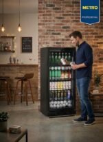 METRO Professional Frigorífico para Bebidas GSC4240B, Nevera Vertical con Puerta de Cristal, 54 x 54.5 x 139.5 cm, Iluminación Led, 6 Estantes Ajustables, con Cerradura, 4-18 °C (237 L, Negro) - Image 10
