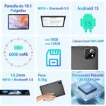 UBDXBD Tablet Android 15 de 10,1 Pulgadas con Cargador, 18GB RAM 128GB ROM, Octa-Core T30, Ampliable hasta 1TB, Face ID, WiFi 2.4/5G, Batería 6000mAh, GPS, Cámara Dual, GMS, Gris - Image 2