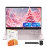 HP Stream 14" HD Laptop, Intel Processor N150, 16GB RAM, 288GB Storage(128GB UFS+160GB Docking Station Set), Intel Graphics, Webcam, Wi-Fi 6, 1 Year Office 365, Copilot, Fast Charge, Win 11, Pink